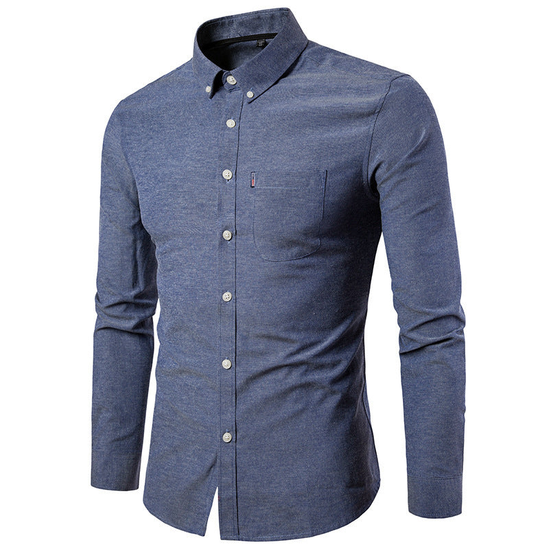 NAVY BLUE New All Season Plus Size Oxford Shirt Men's long sleeve Shirt