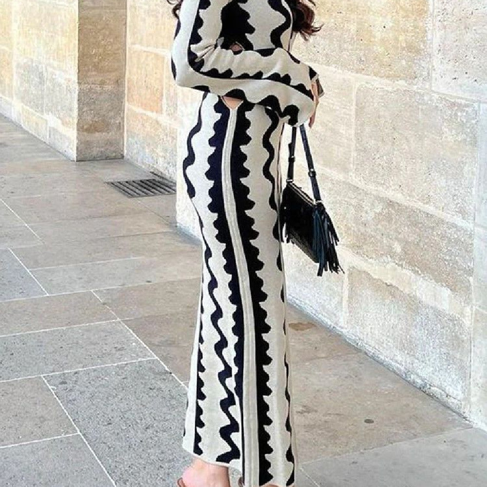 Women's Wave Fashion Wave Pattern One Step Dress