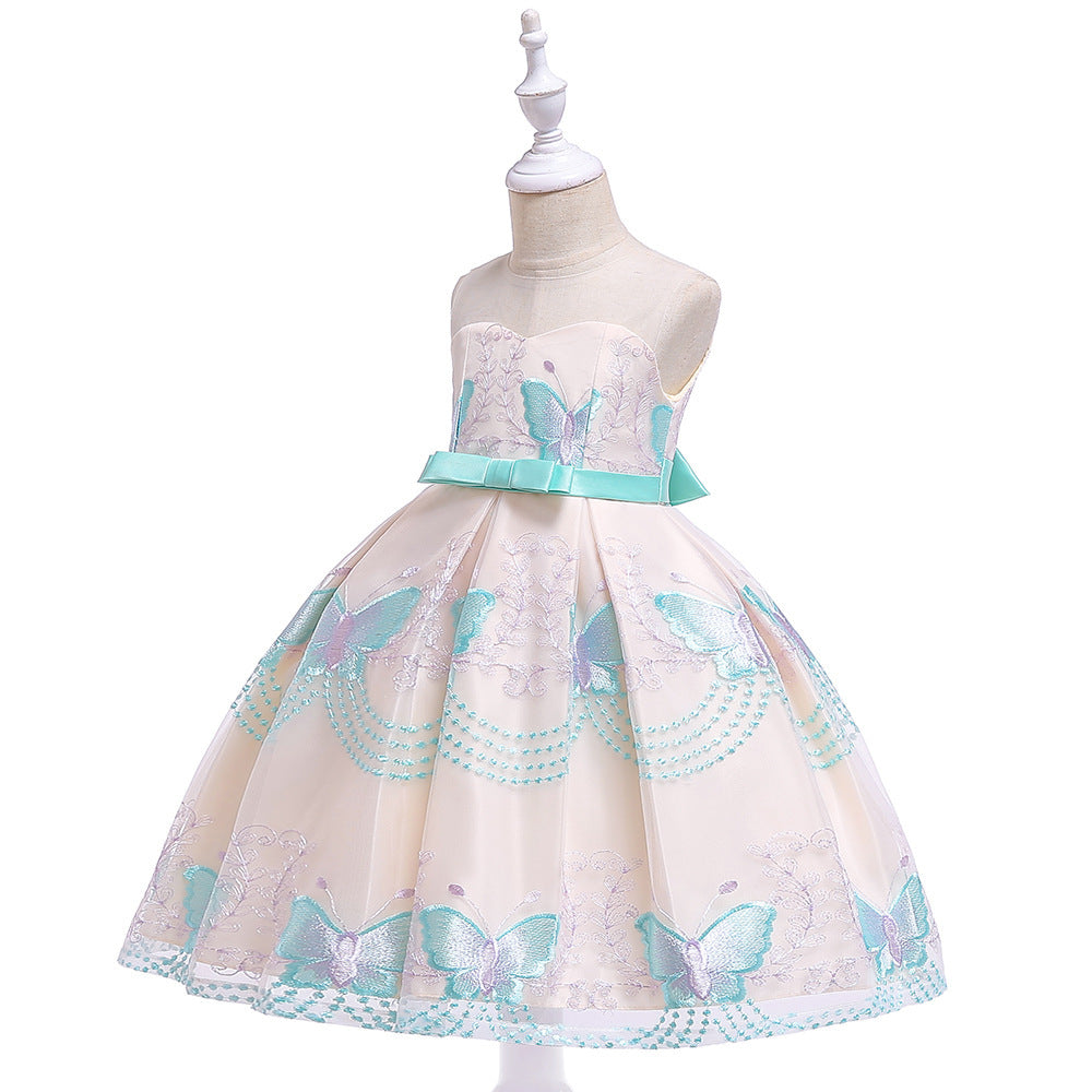 Embroidered For Big Children Tube Top Mesh Flower Girl Dress