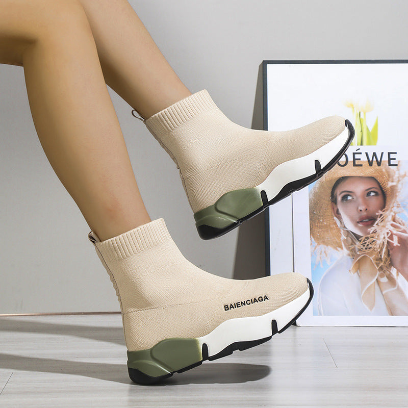 Black Sock Boots For Women Platform Shoes - FLIPSTYLEZLLC