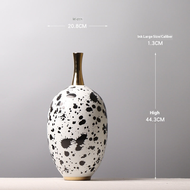 Chinese Ceramic Vase Splash-ink Color Matching Long Neck Flower Device