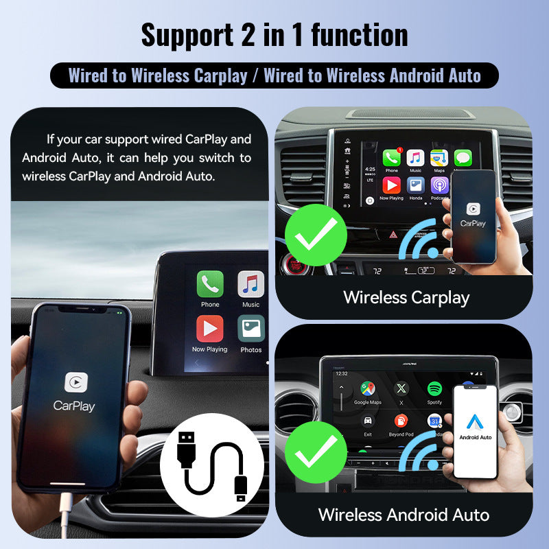 Carplay Smart Box 2-in-1 Upgrade Wireless Carplay Wireless Android Auto Mini-Portable