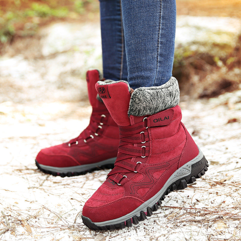 Women Ankle Boots Winter Shoes Woman Snow Boots Mother Warm Shoes Lace Up - FLIPSTYLEZLLC