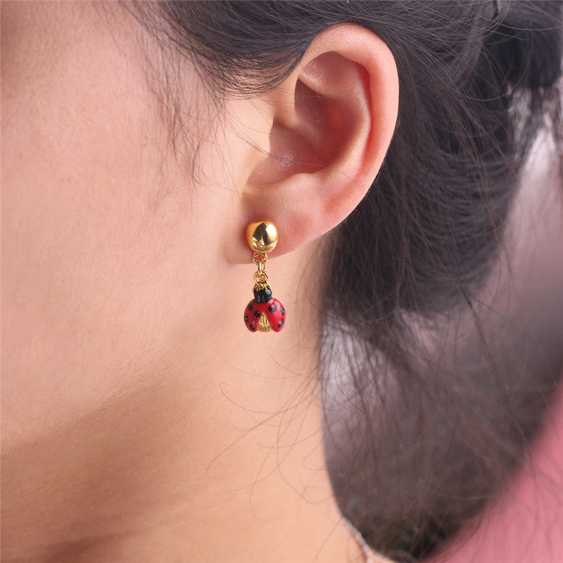 Creative Personality Red Ladybug Earrings