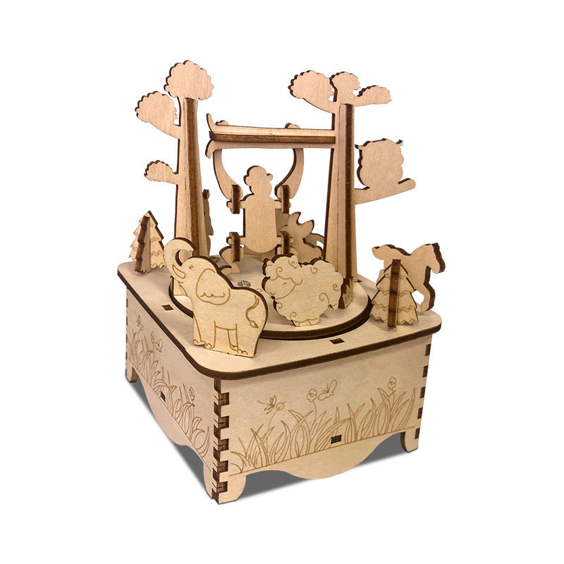 Creative Gift Holiday Animal Paradise Music Box Wooden