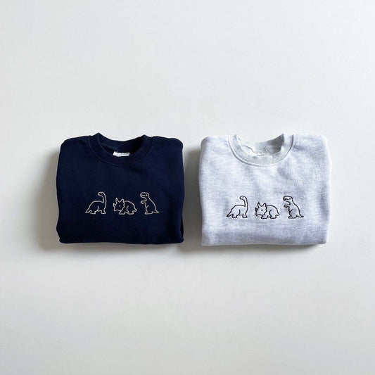 New Dinosaur Cartoon Embroidered Long Sleeve Sweater