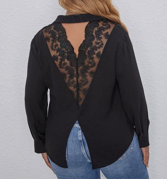 European And American Women's Plus Size Lace Top