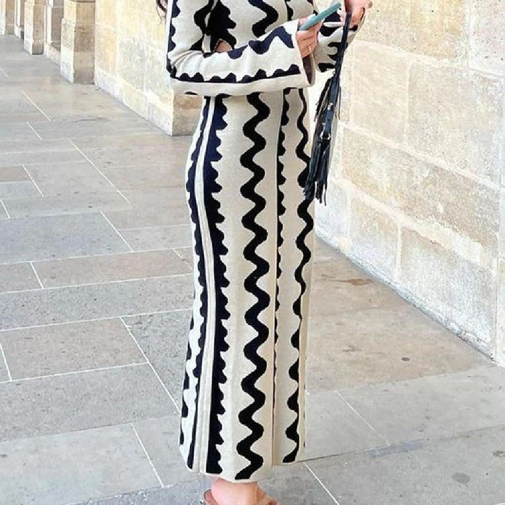 Women's Wave Fashion Wave Pattern One Step Dress