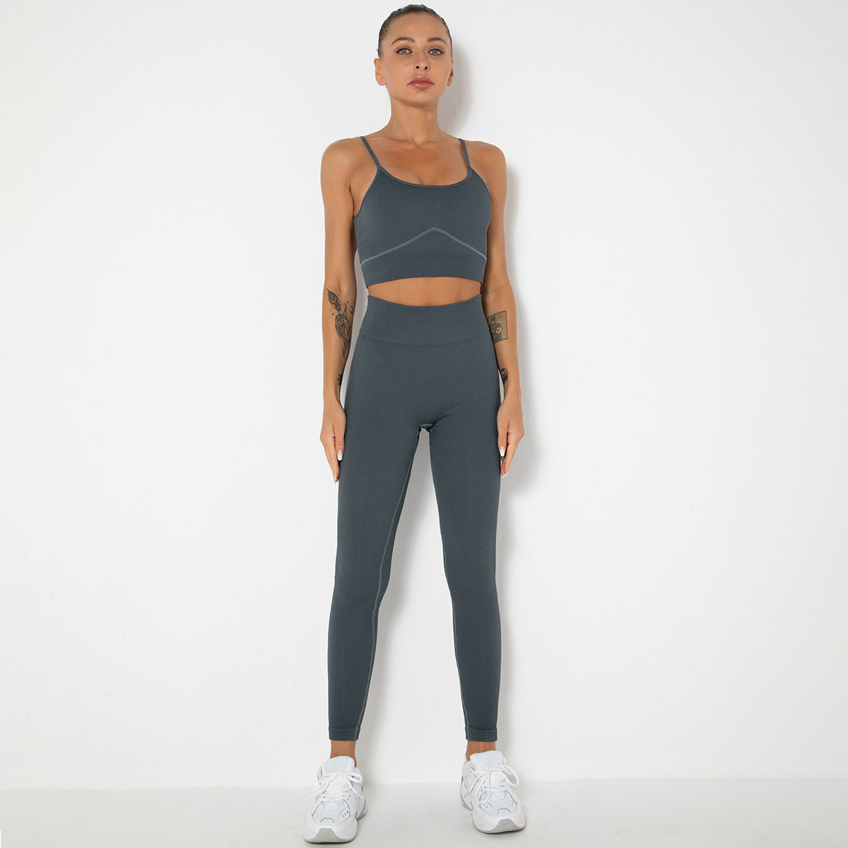 Knitted Sling Beautiful Back Sports Yoga Bra Set