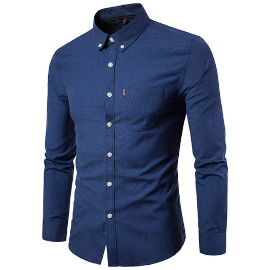 NAVY BLUE New All Season Plus Size Oxford Shirt Men's long sleeve Shirt