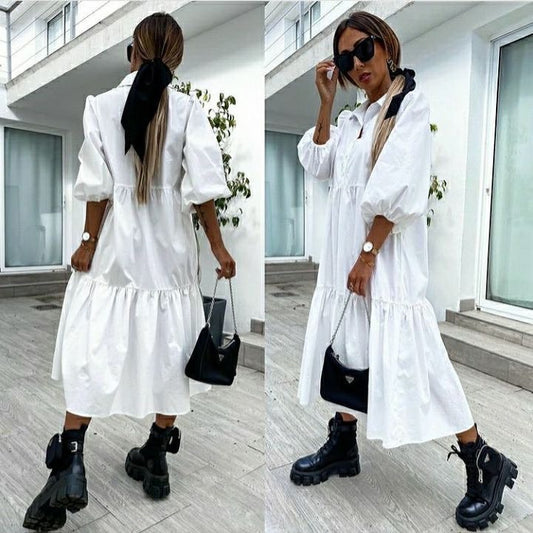 Shirt Lapel Plus Size Loose Swing Dress