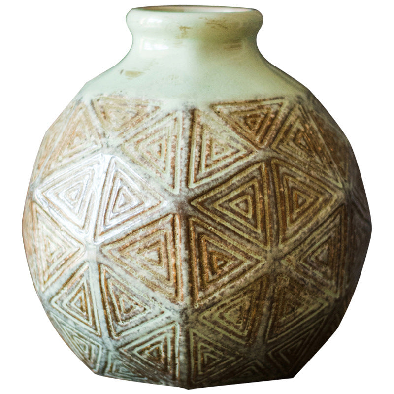 Multi-surface Pattern A Narrow Mouthed Bottle Vintage Ceramic Pot Vase