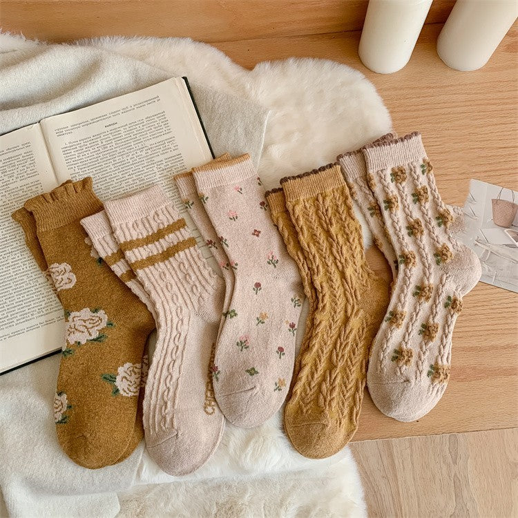 Women's Winter Thick Wool Socks Yellow Series Cashmere Bunching S