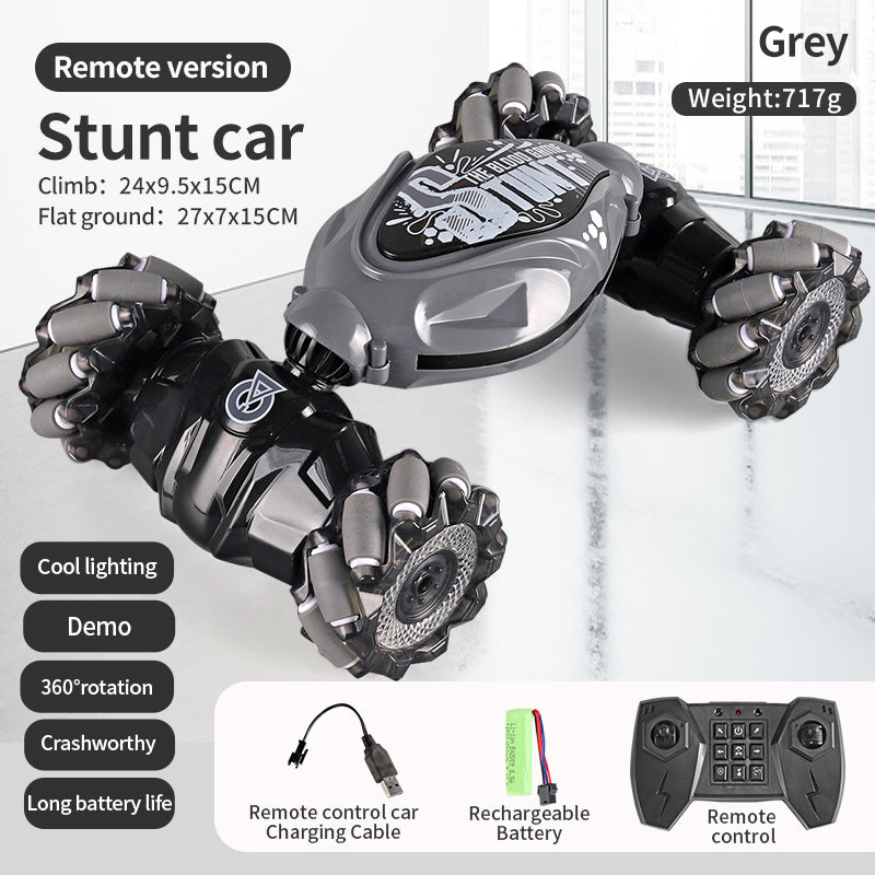 4WD RC Off Road Stunt Wheels Drift Car With Music Led Lights 2.4G Gesture Remote Control Spray 360 Rotating Climbing Car Toys