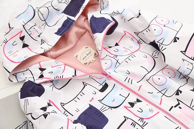 Printed Loose Plus Size Long-sleeved Hooded Zipper Jacket Women