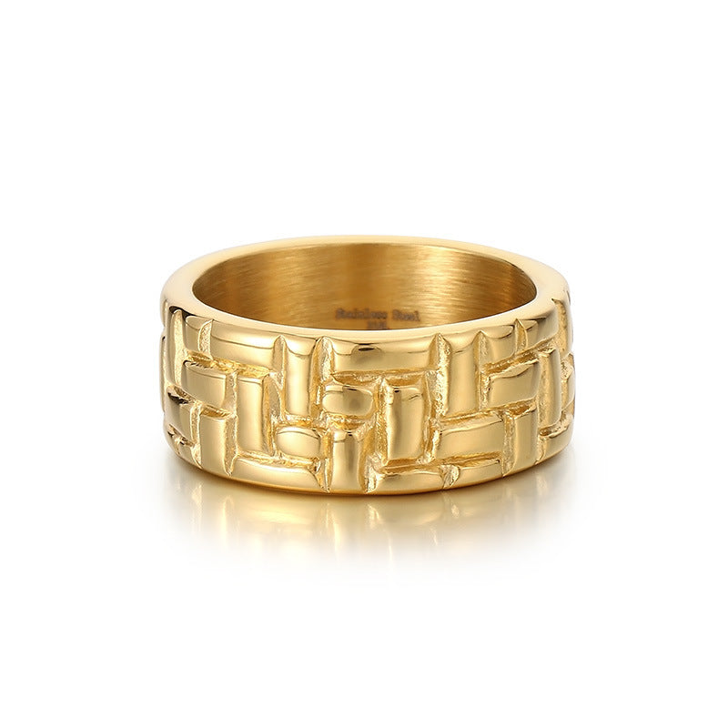 Round Stainless Steel Men's Back-shaped Glossy Ring