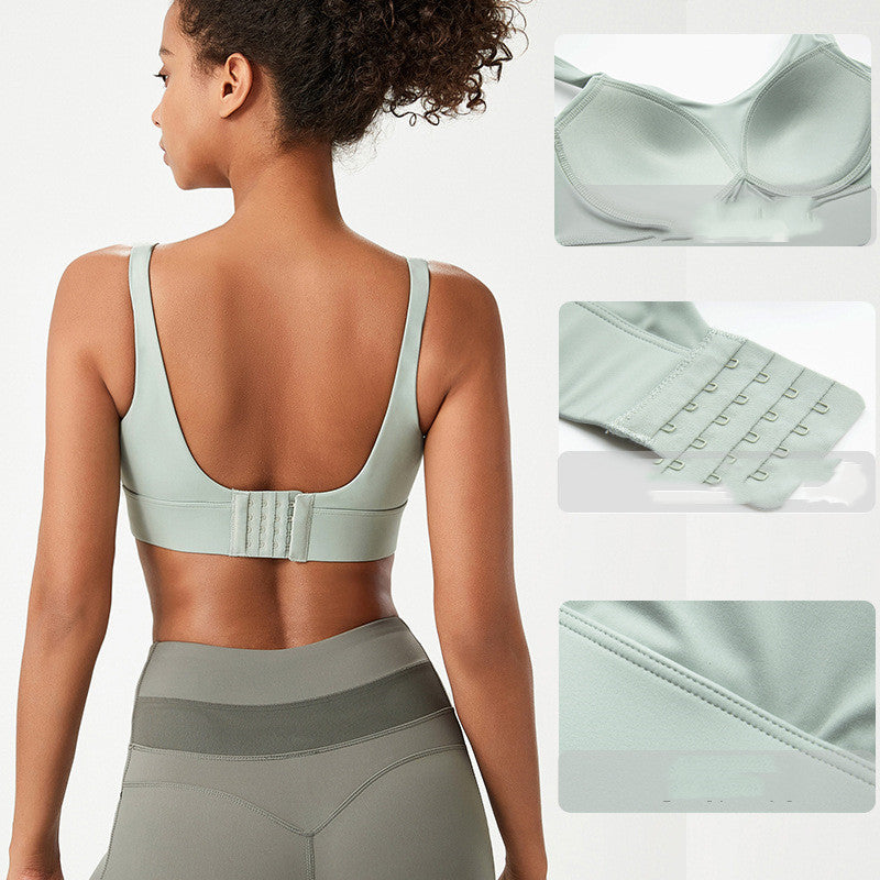 Women's Solid Colour Fixed Cup Plus Size Sports Underwear