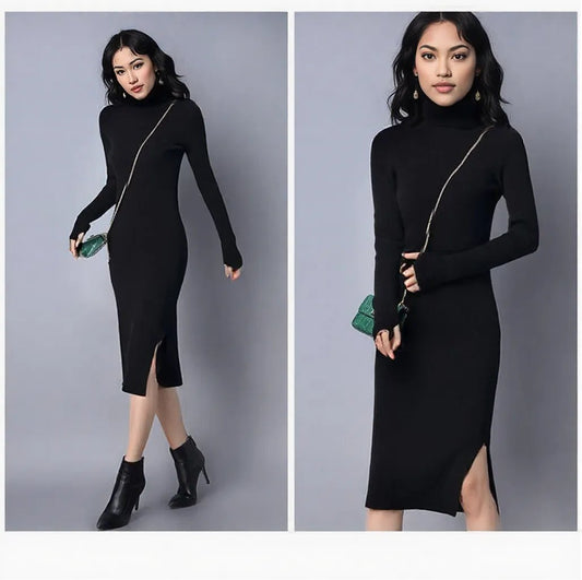 DARK GREEN Sweater Women's Pullover Autumn And Winter DRESS