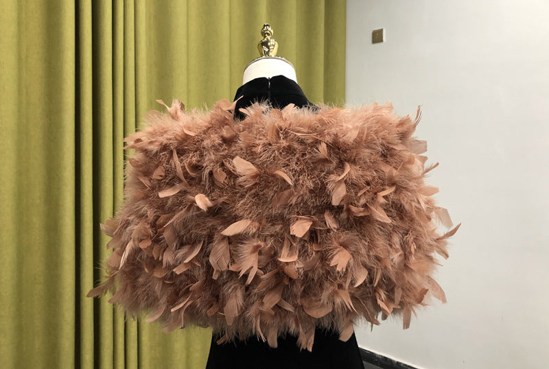 RED Women's Winter Feather Shawl