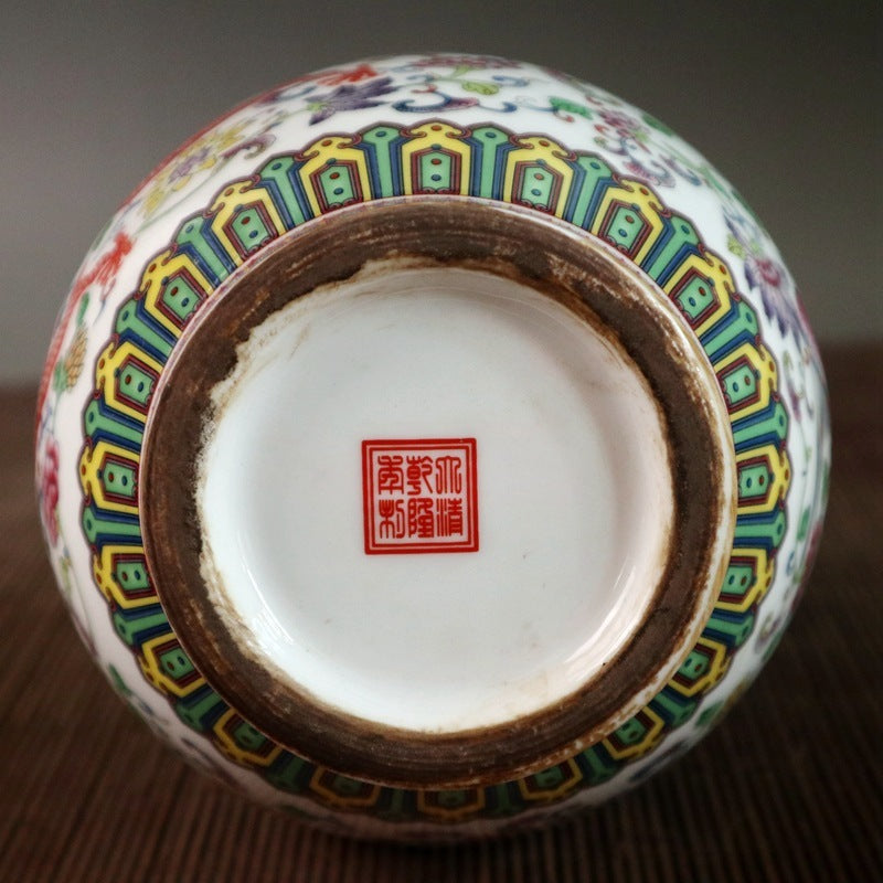 Antique Old Dragon And Phoenix Pattern Ceramic Crafts Vase Ornaments