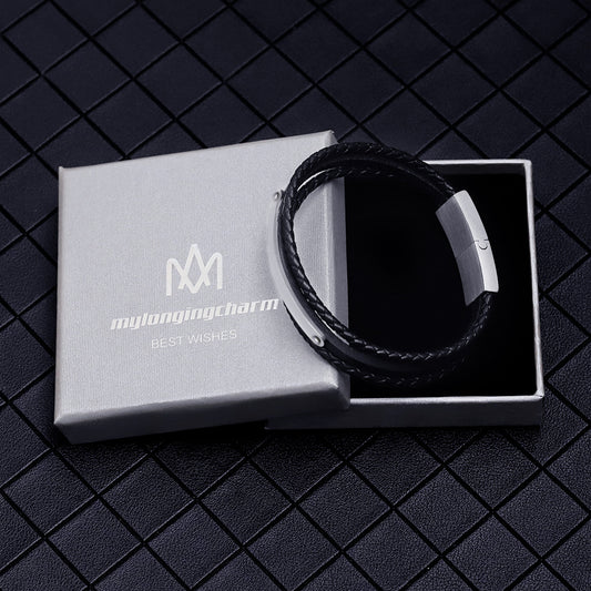 Men's leather braided bracelet