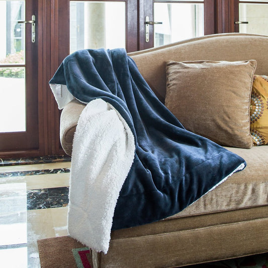 Lamb Fleece Blanket For Bed - Thick And Warm Blanket For Winter, Soft Fuzzy Plush King Blanket For All Seasons