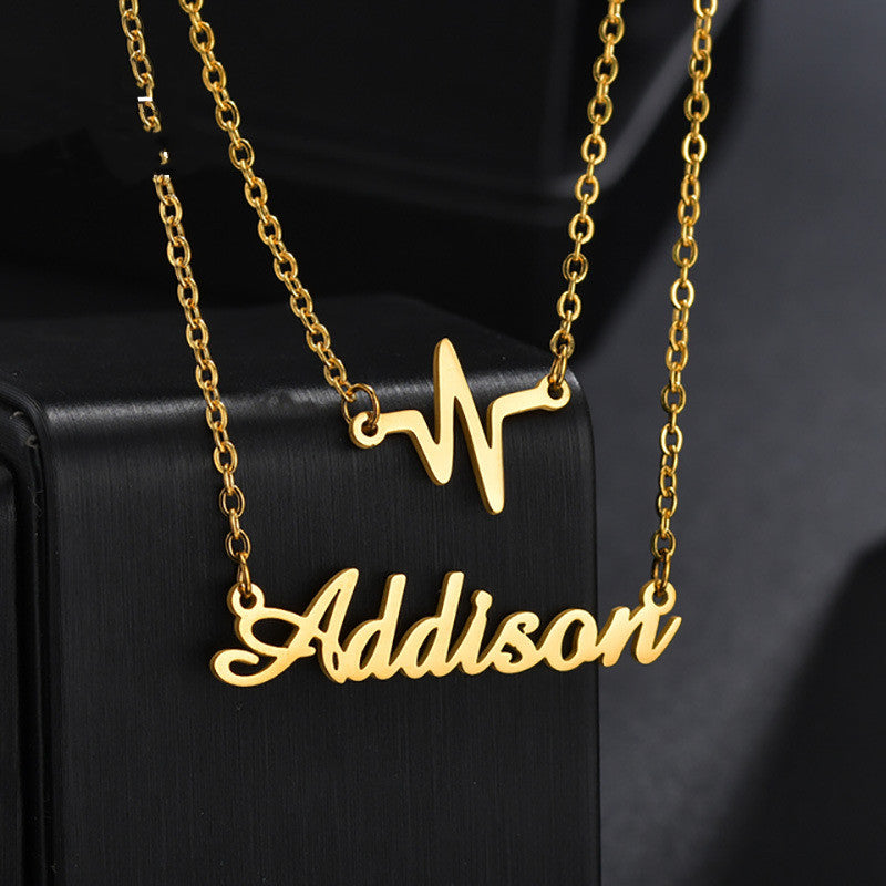 Double Layer Necklace Female English Alphabet Clavicle Pendant