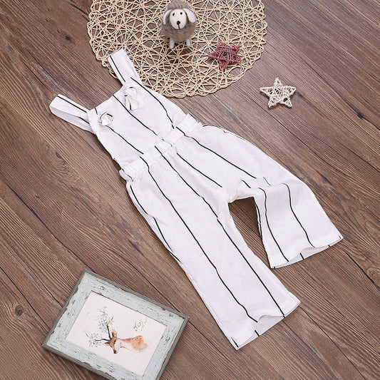 Children's Striped Bib Double-strap One-piece Pants