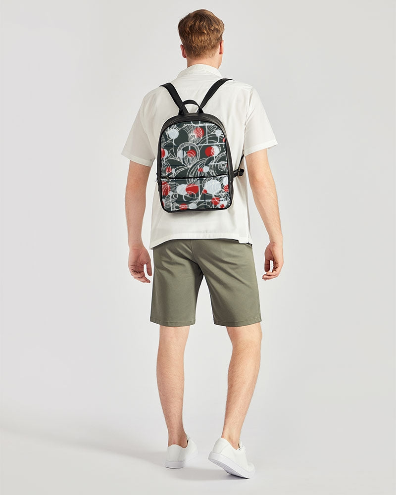 CREATIVE RED AND BLACK SWIRLS CREATED BY FLIPSTYLEZ Classic Faux Leather Backpack