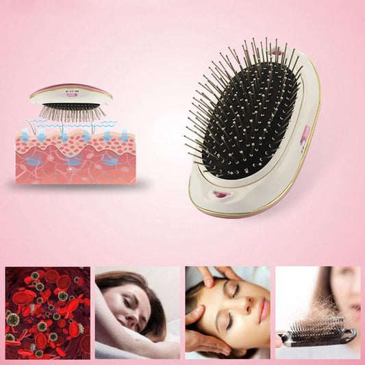Portable negative ion anti-static straight hair vibration massage comb straight hair comb hair straightener hair comb dry battery