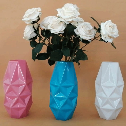 Creative spray color prismatic block glass vase living room dining table