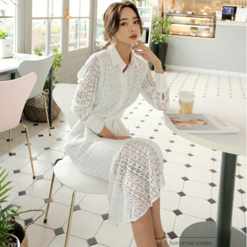Early Autumn New Product Pure Color Shirt-style Lace Fish