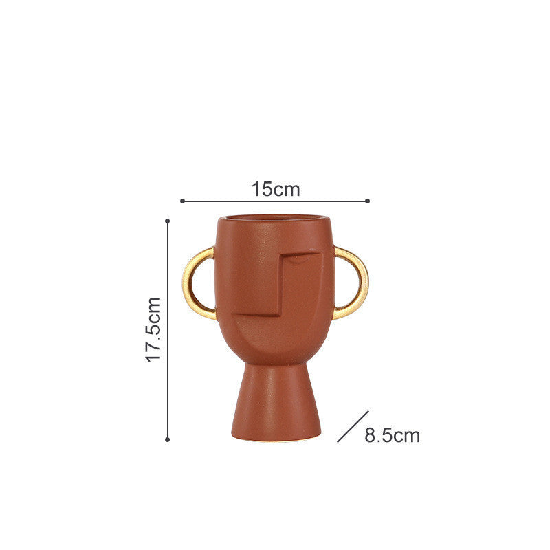 Northern Europe Limelight Resembles Facial Ceramic Vase Originality Is Contracted