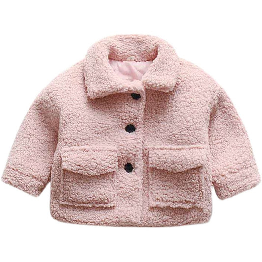 Baby Foreign Style Korean Version Plus Fleece Thickened Solid Color Top