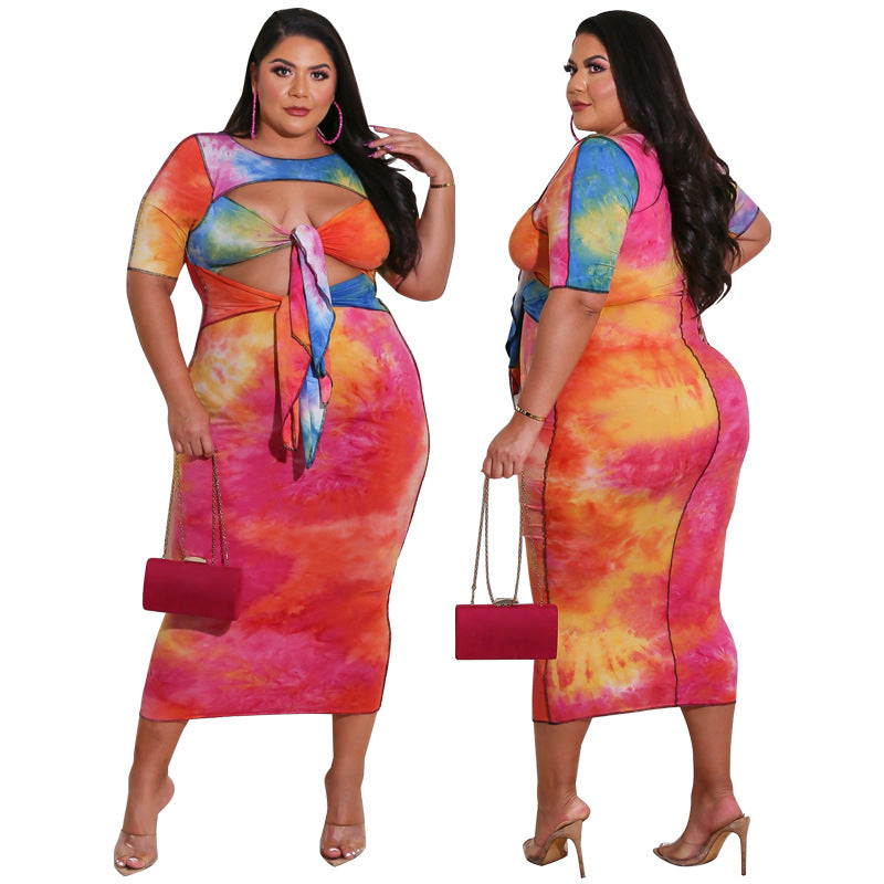 Plus Size Women's Kansuha Printed Fashion Dress