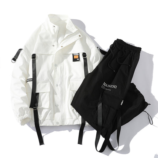 Men's Trendy Plus Size Stand Collar Jacket Suit