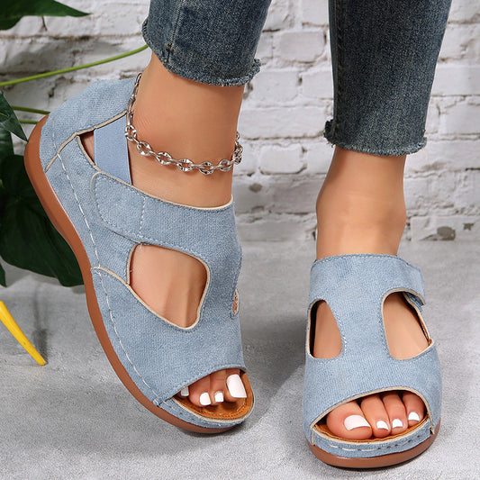Casual Sandals Summer Shoes For Women Low Heels Velcro Shoes - FLIPSTYLEZLLC