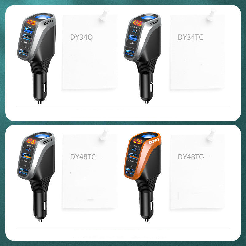 On Board Charger With Three Conversion Plugs For Cigarette Lighter