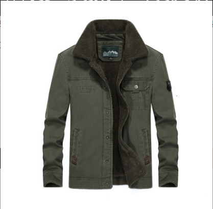 Stand collar corduroy men's loose large size jacket plus velvet thick coat