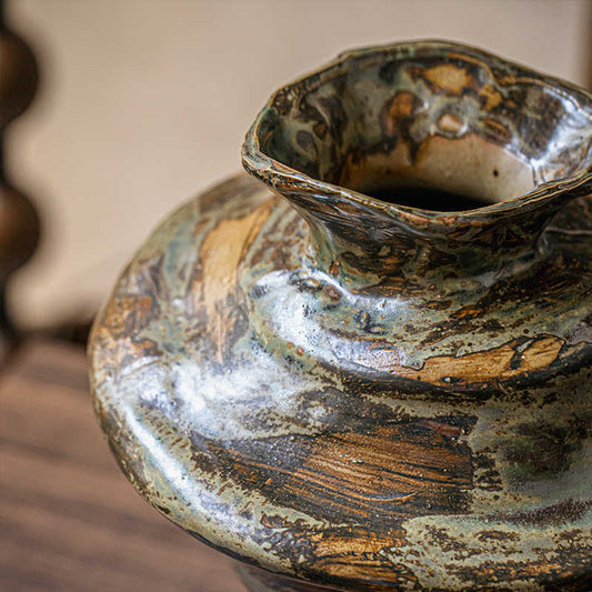 Vintage Dried Flower Branch Pottery Pot Decorative Ceramic Vase