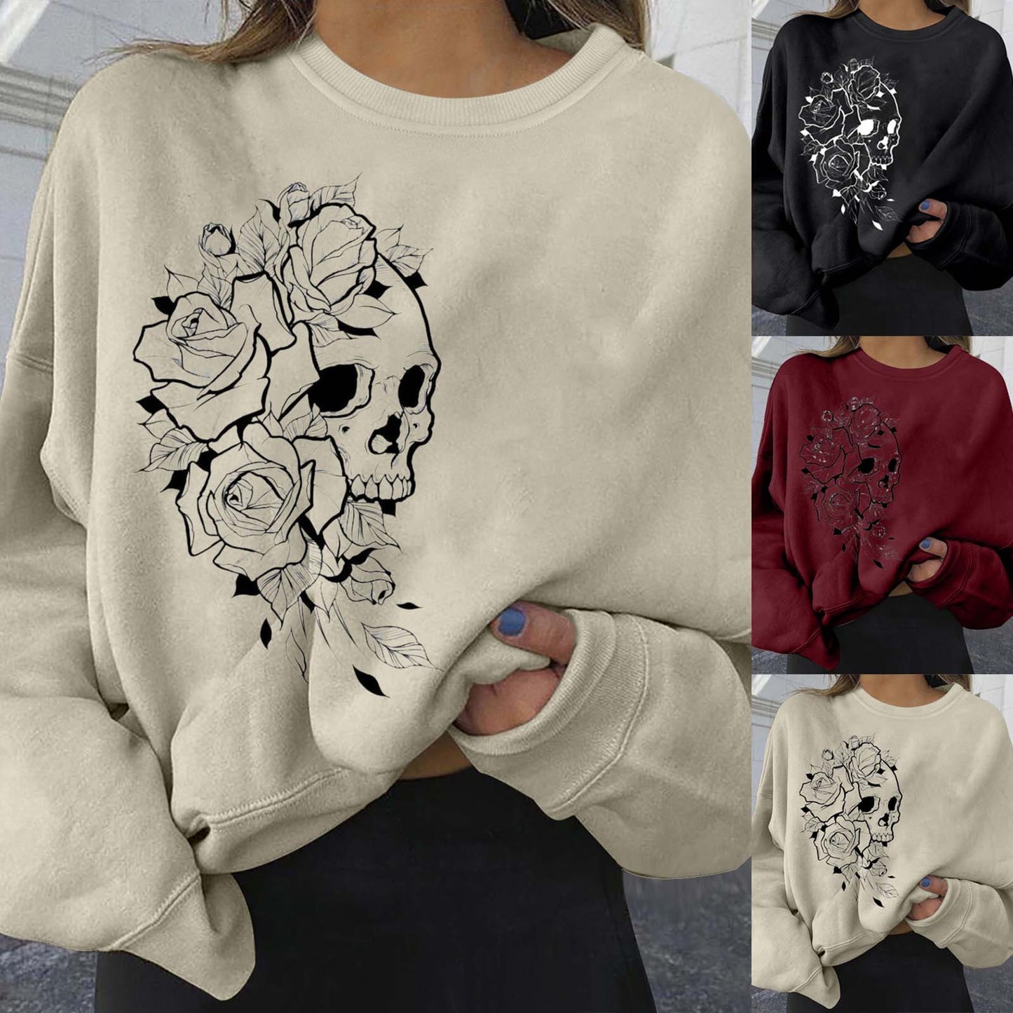 Women's Personality Print Fashion Sweatshirt Loose Plus Size