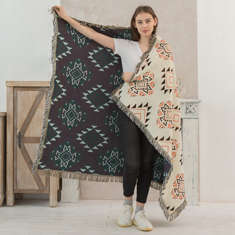 Geometric Double-sided Knitted Sofa Blanket