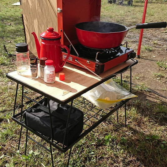 Outdoor Simple Folding Picnic Table Multi-layer Wrought Iron Rack