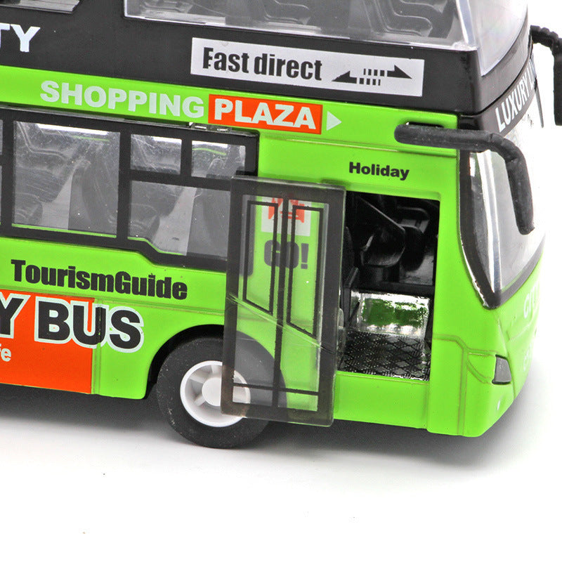 Urban Double-decker Top Bus Bus Toy Sound And Light Pull Back Children's Car