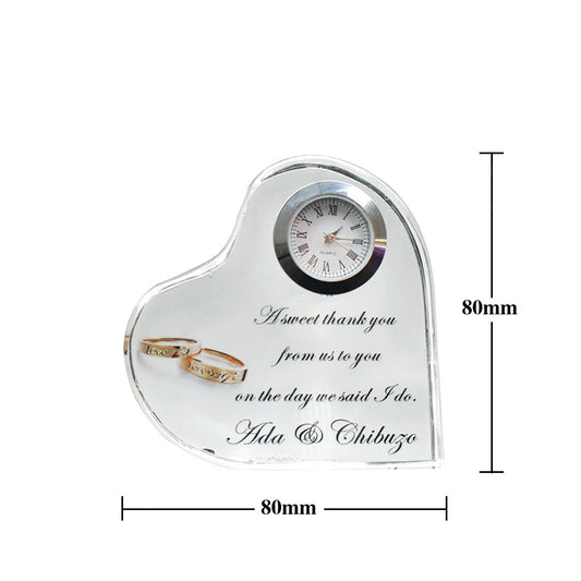 Custom Crystal Heart-shaped Crystal Clock