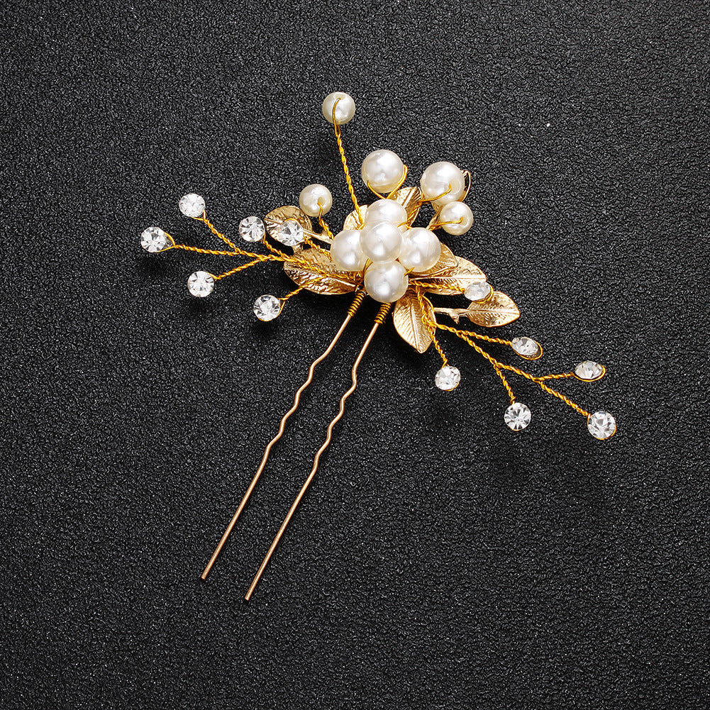 Bridal Jewelry Headdress Handmade Pearl U-shaped Head Flower Hairpin
