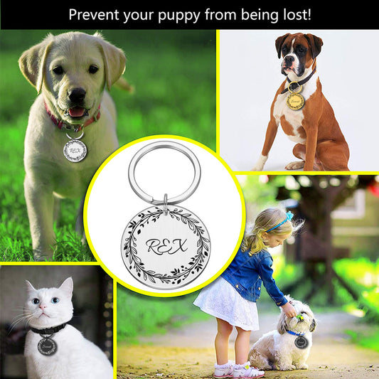 Round Metal Pet Brand Titanium Steel Brand