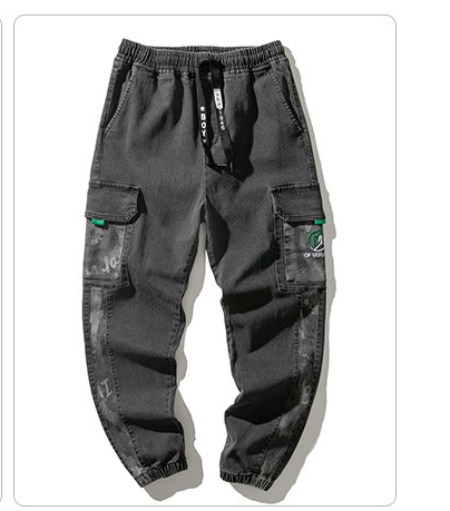 Men's Black Urban Style Street Retro Tooling Loose Plus Size Pants