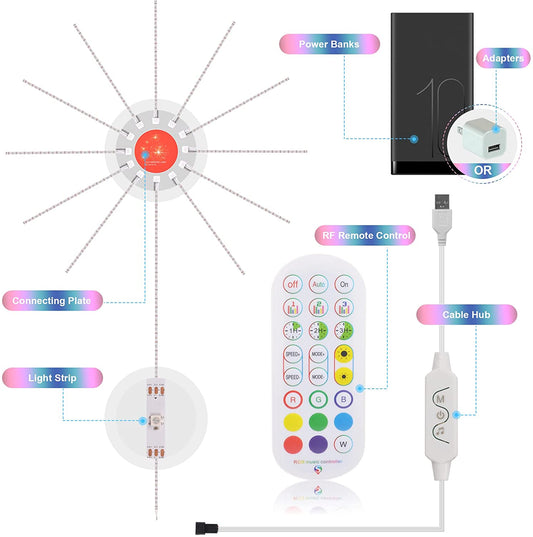 LED Fireworks Lights 24 Magic Color Bluetooth App Control Music Voice Control Atmosphere Decorative Lights