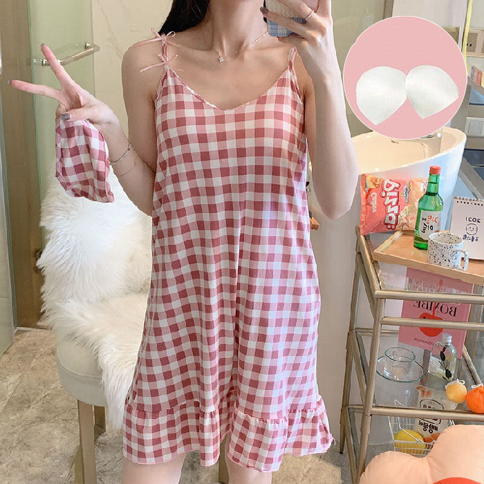 Summer Suspender Nightdress Women''s Bra Pajamas Pure Cotton